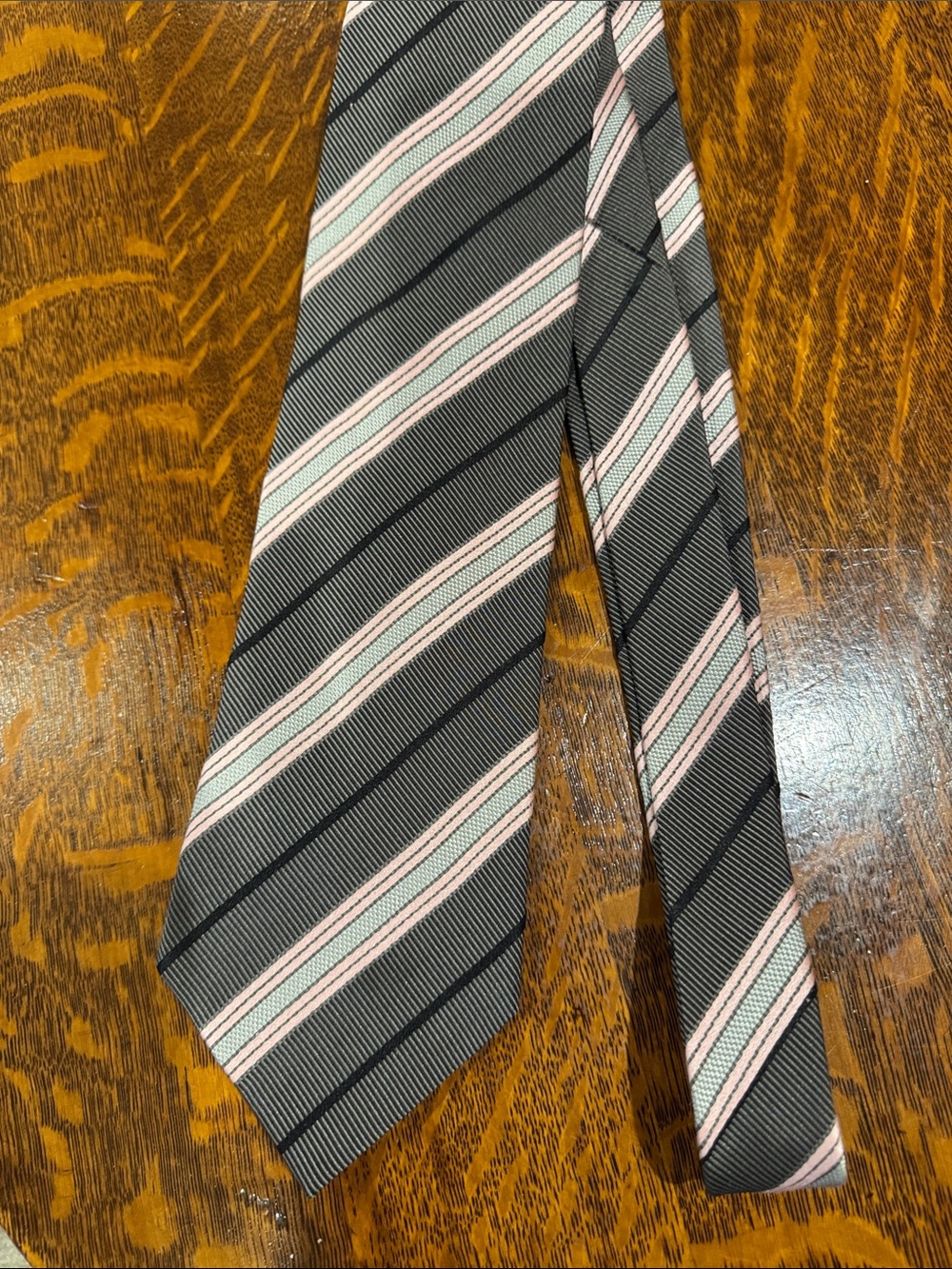 Gucci Black Tie with Pink and Light Blue Stripes